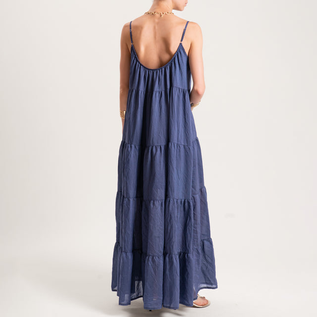 Tensione in-Abito mussola lyocell con balze - blu