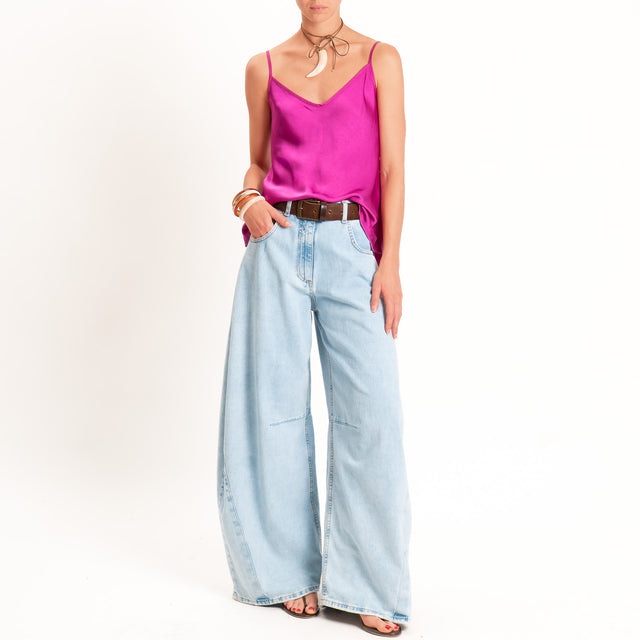 Tensione in-Top satin doppio scollo v - berry
