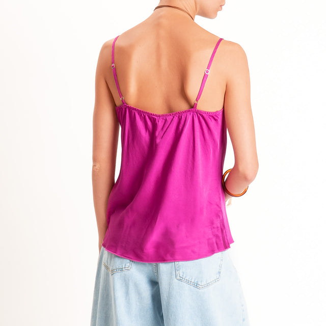 Tensione in-Top satin doppio scollo v - berry