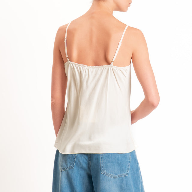 Tensione in-Top satin doppio scollo v - burro