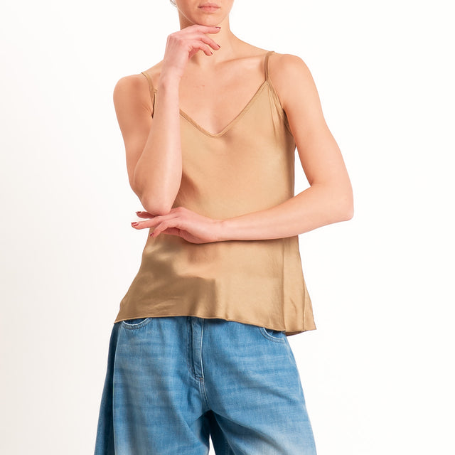 Tensione in-Top satin doppio scollo v - desert