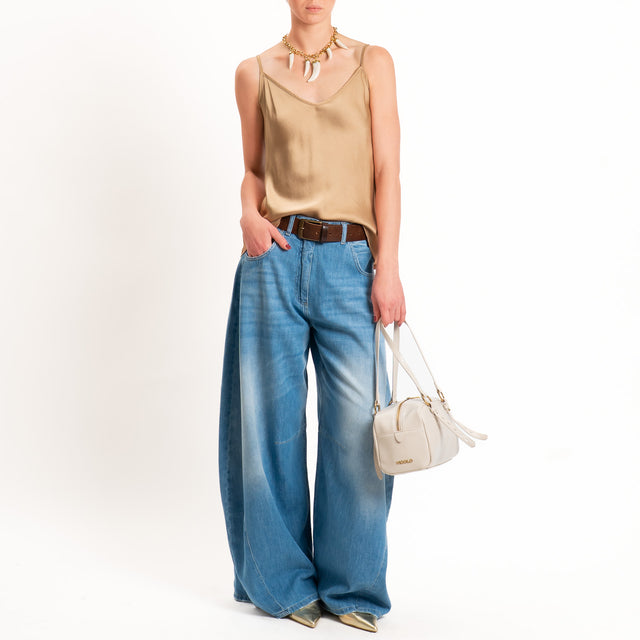 Tensione in-Top satin doppio scollo v - desert