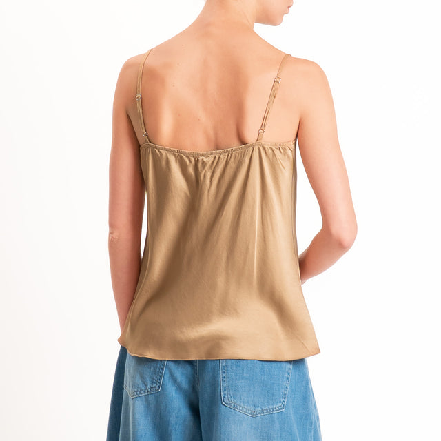 Tensione in-Top satin doppio scollo v - desert