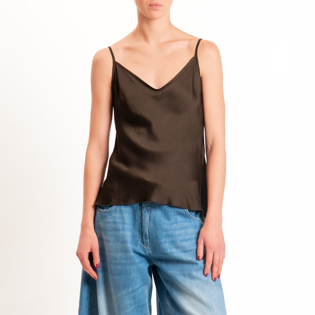 Tensione in-Top satin doppio scollo v - caffe'