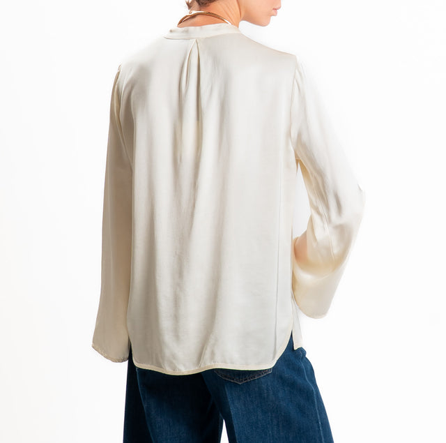 Tensione in-Blusa satin elasticizzato scollo v - burro