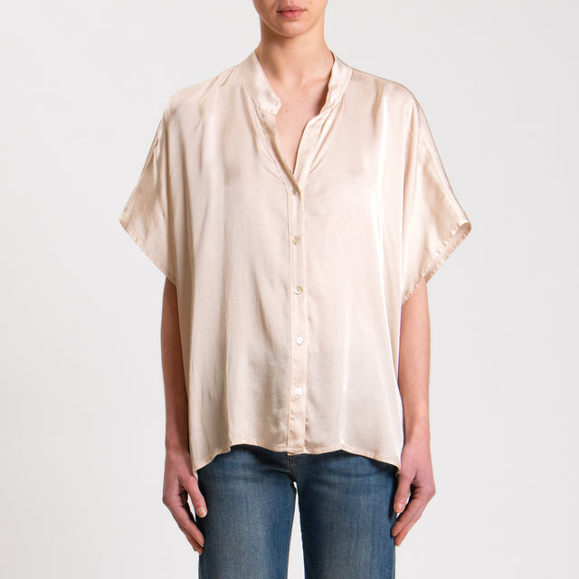 Tensione in-Camicia satin manica scesa - cipria