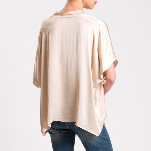 Tensione in-Camicia satin manica scesa - cipria