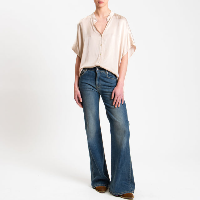 Tensione in-Camicia satin manica scesa - cipria
