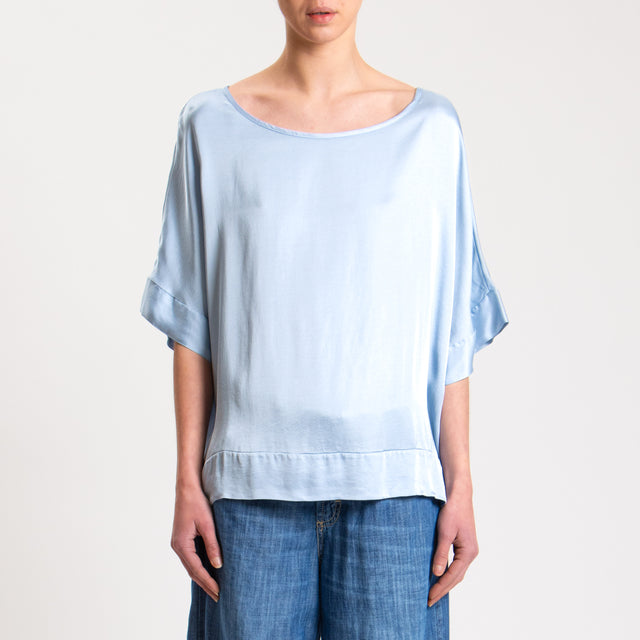 Tensione in-Blusa satin manica scesa - cielo