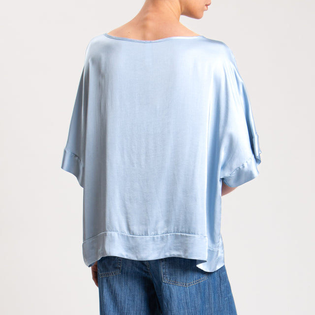 Tensione in-Blusa satin manica scesa - cielo