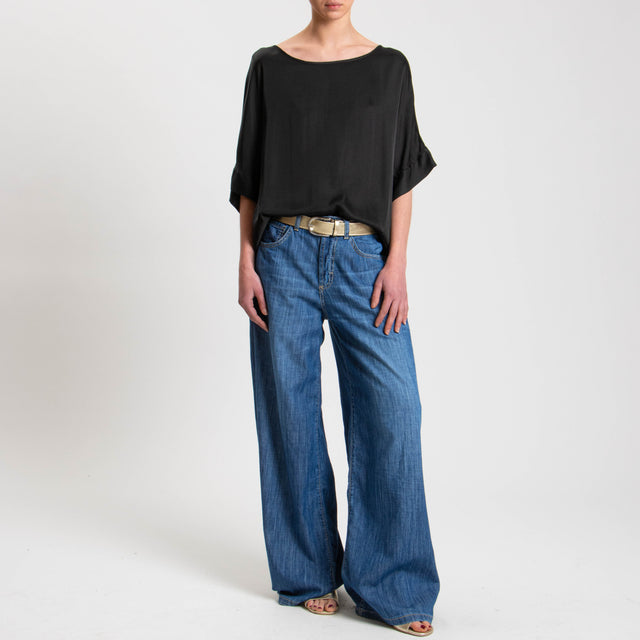 Tensione in-Blusa satin manica scesa - nero