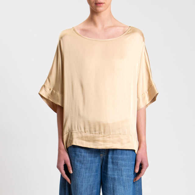 Tensione in-Blusa satin manica scesa - biscotto