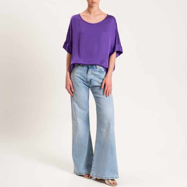 Tensione in-Blusa satin manica scesa - aubergine