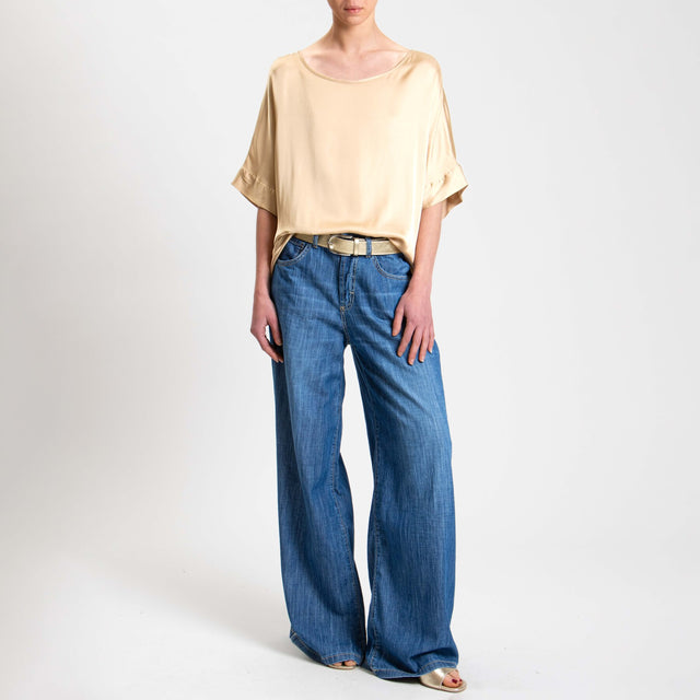 Tensione in-Blusa satin manica scesa - biscotto