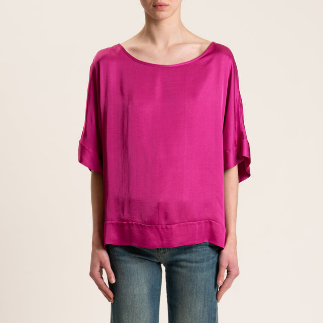 Tensione in-Blusa satin manica scesa - magenta