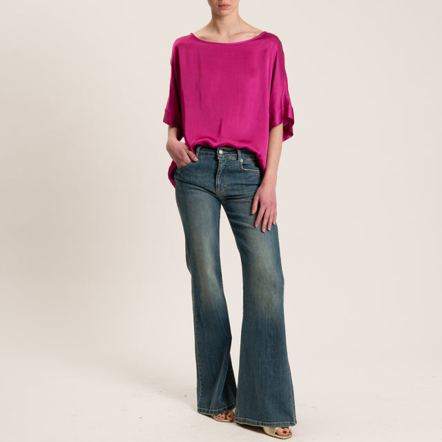 Tensione in-Blusa satin manica scesa - magenta