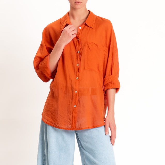 Tensione in-Camicia mussola con taschino - arancio