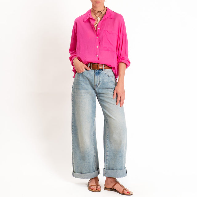 Tensione in-Camicia mussola con taschino - bouganville