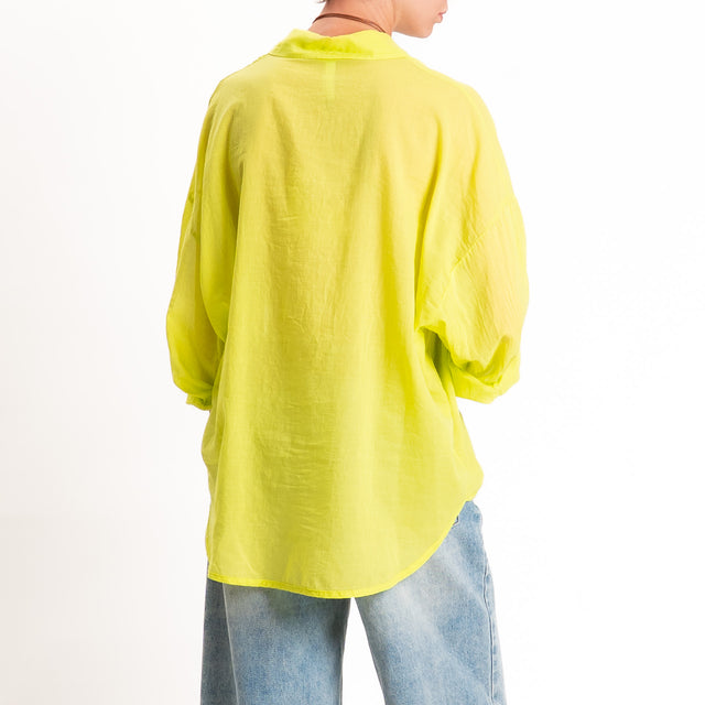 Tensione in-Camicia mussola con taschino - lime