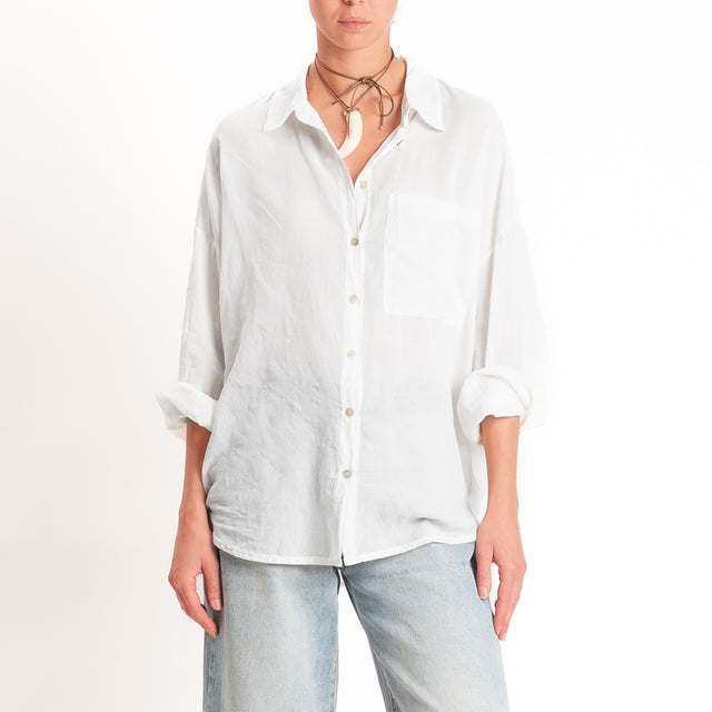 Tensione in-Camicia mussola con taschino - latte