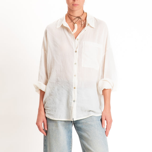Tensione in-Camicia mussola con taschino - burro