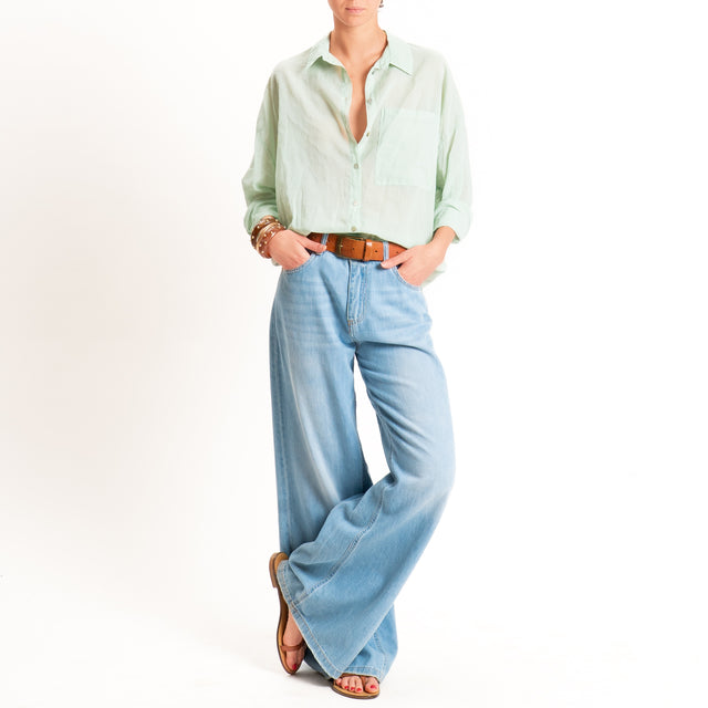 Tensione in-Camicia mussola con taschino - acqua