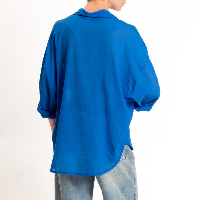 Tensione in-Camicia mussola con taschino - bluette