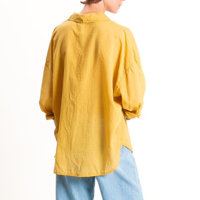 Tensione in-Camicia mussola con taschino - Senape