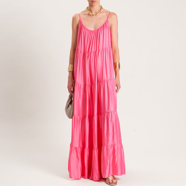 Tensione in-Abito satin con balze bretelle regolabili - bubble