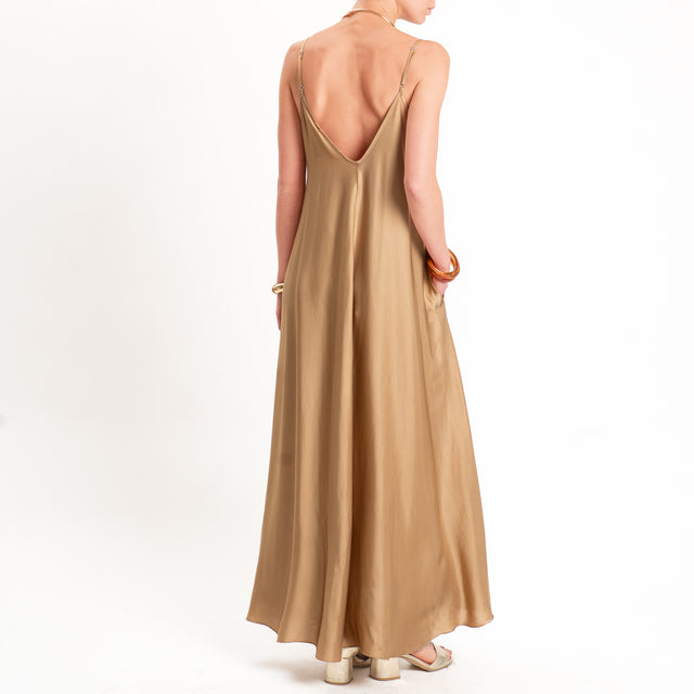 Tensione in-Abito satin svasato con tasche - desert