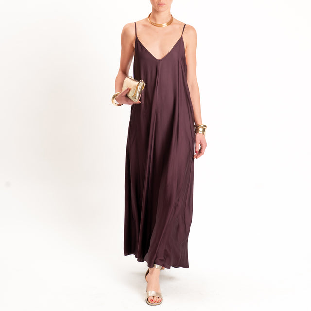 Tensione in-Abito satin svasato con tasche - burgundy