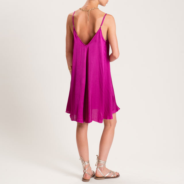 Tensione in-Abito satin bretelle regolabili - berry