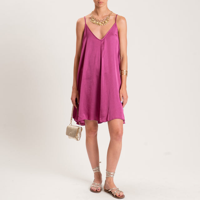 Tensione in-Abito satin bretelle regolabili - lampone