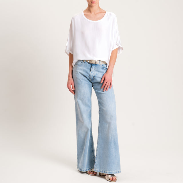 Tension in-Blusa de satén con mangas caídas - leche