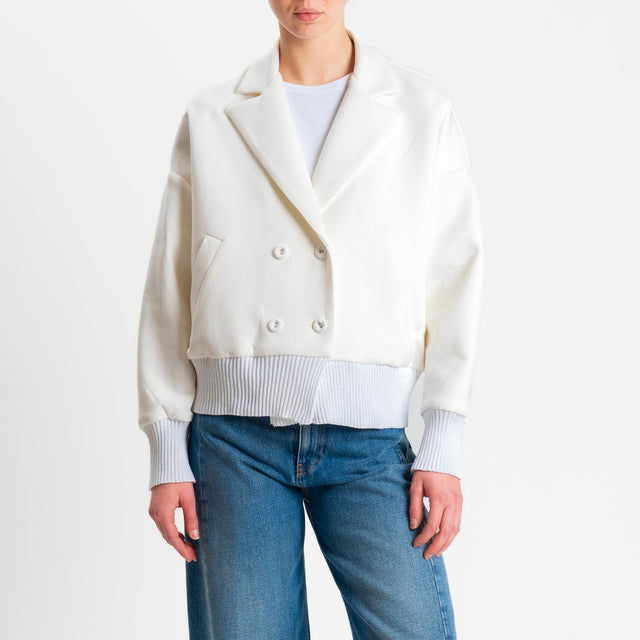 Tensione in-Giacca bomber punto milano - panna