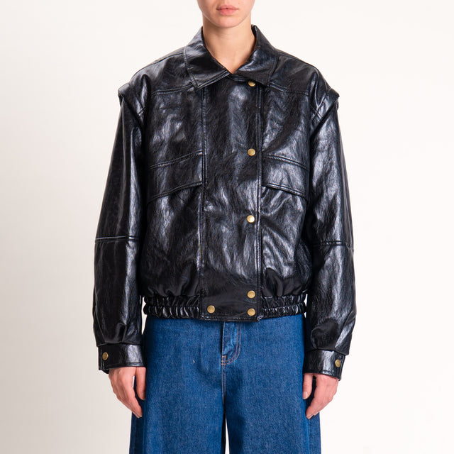 Tensione in-Bomber similpelle - nero