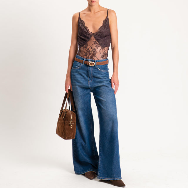 Tensione in-Body in pizzo bretelle regolabili - moro