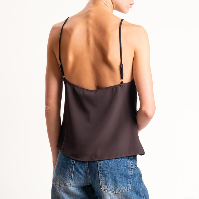 Tensione in- Top bretelle regolabili con pizzo - cioccolato