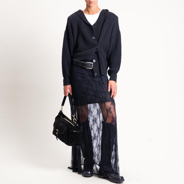 Tensione in-Gonna in pizzo elasticizzata - nero