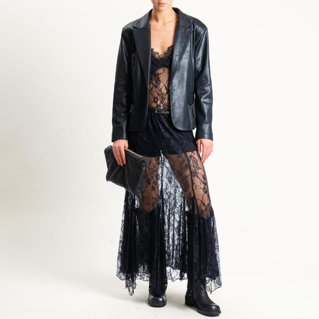 Tensione in-Gonna pizzo elastico in vita - nero