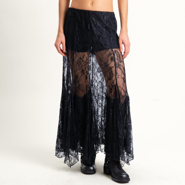 Tensione in-Gonna pizzo elastico in vita - nero