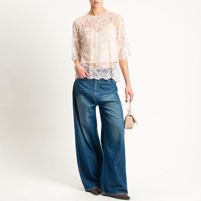 Tensione in-T-shirt in pizzo + top - burro