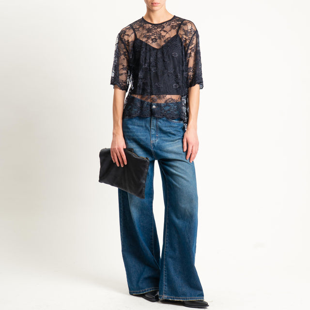 Tensione in-T-shirt in pizzo + top - nero