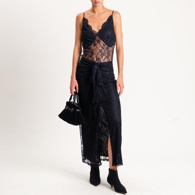 Tensione in-Gonna in pizzo con fiocco - nero