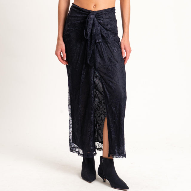 Tensione in-Gonna in pizzo con fiocco - nero