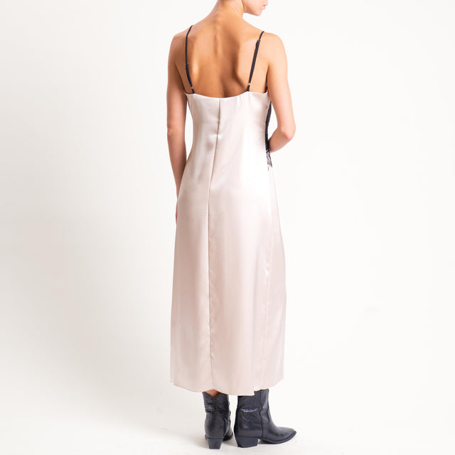 Tensione in- Abito satin con pizzo - burro