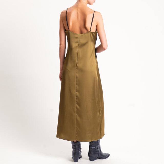Tensione in- Abito satin con pizzo - militare