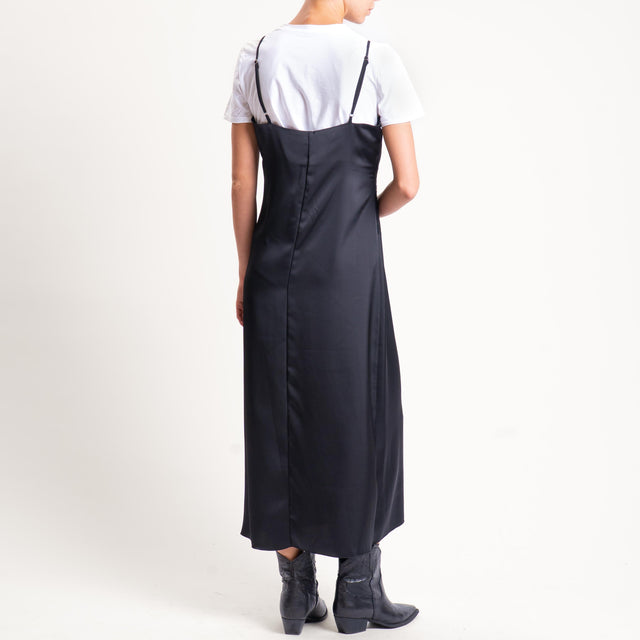 Tensione in- Abito satin con pizzo - Nero