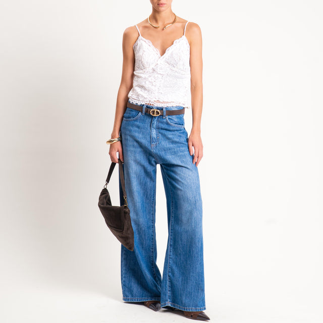 Tensione in-Top in pizzo bretelle regolabili - burro