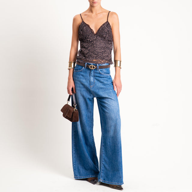Tensione in-Top in pizzo bretelle regolabili - moro